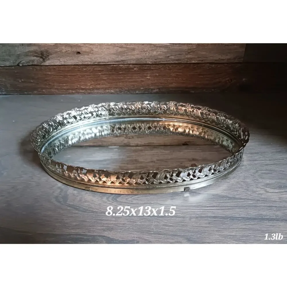 Vintage Oval Gold Filigree Vanity Mirror